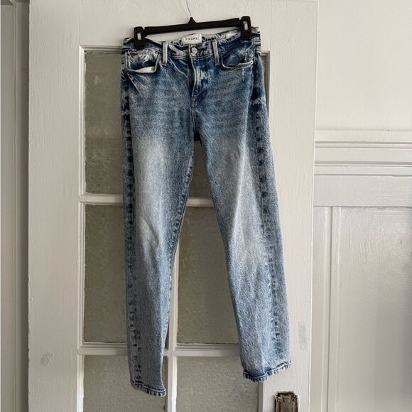 FRAME “Le Straight” Cropped High-Rise Jeans – Light Wash (e.g., size 26) - Picture 2 of 3